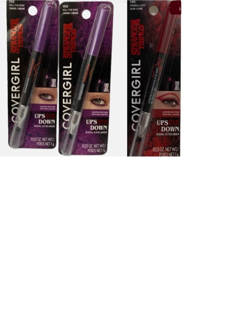 3 PACK COVERGIRL STRANGER THINGS UPSEYE Down Kohl Eyeliner 150/140
